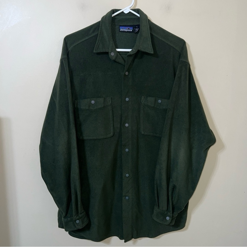 Patagonia Men’s Olive Green Fleece Button Down Shirt